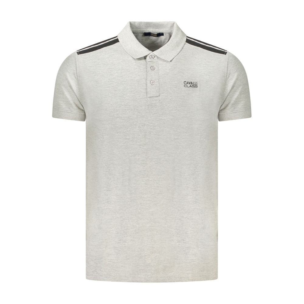 Polo Shirt by Cavalli Class for men in cotton gray presents a crisp silhouette, artfully detailed with a crisp short-sleeve and crisp .