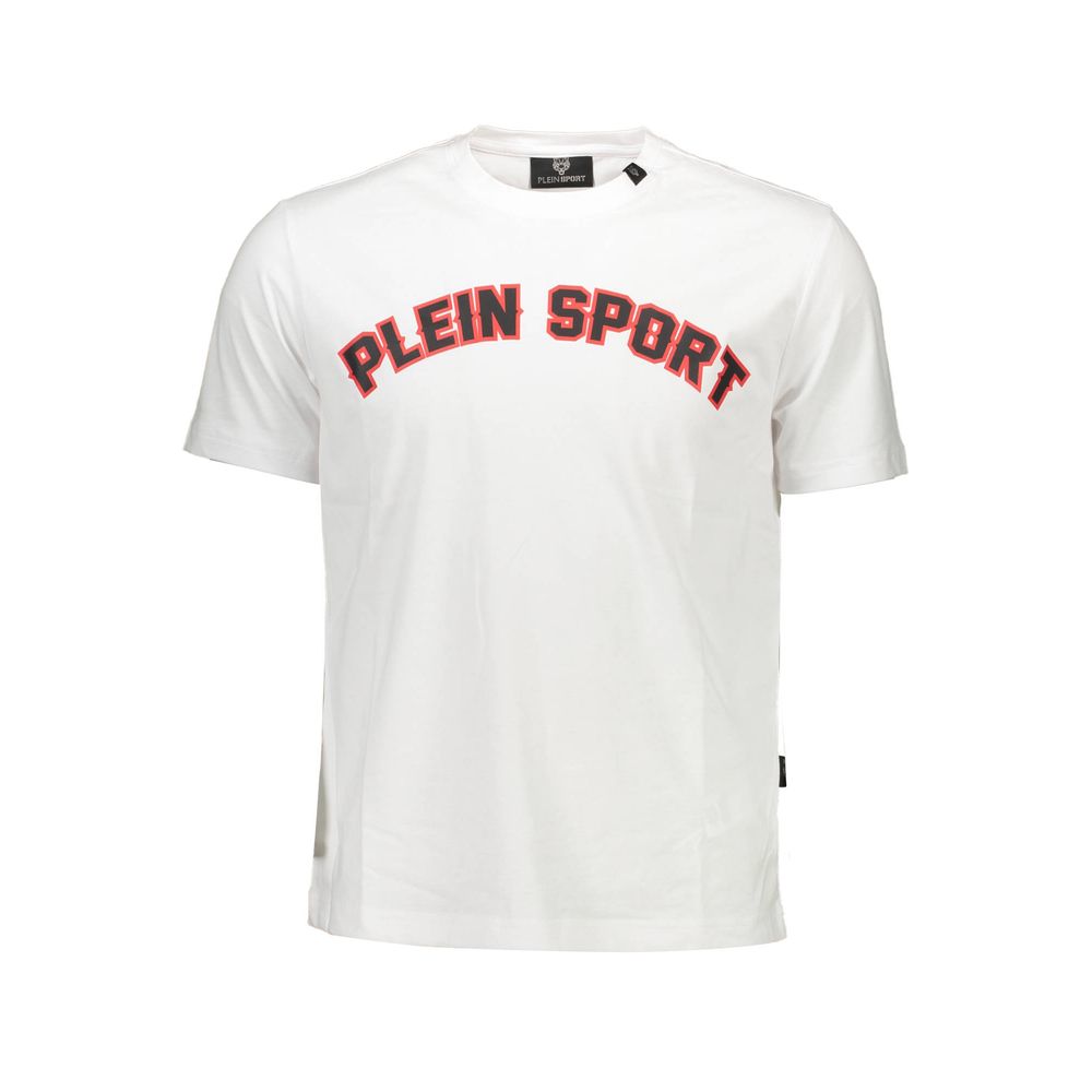 T-Shirt by Plein Sport for men in cotton white & print features a plush silhouette, showcasing a sophisticated and short-sleeve for a truly plush finish.