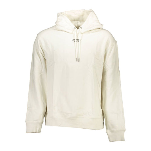 Hooded Sweater by Calvin Klein for men in cotton white features an tactile silhouette, showcasing a sophisticated hooded neckline and tactile for a refined finish.
