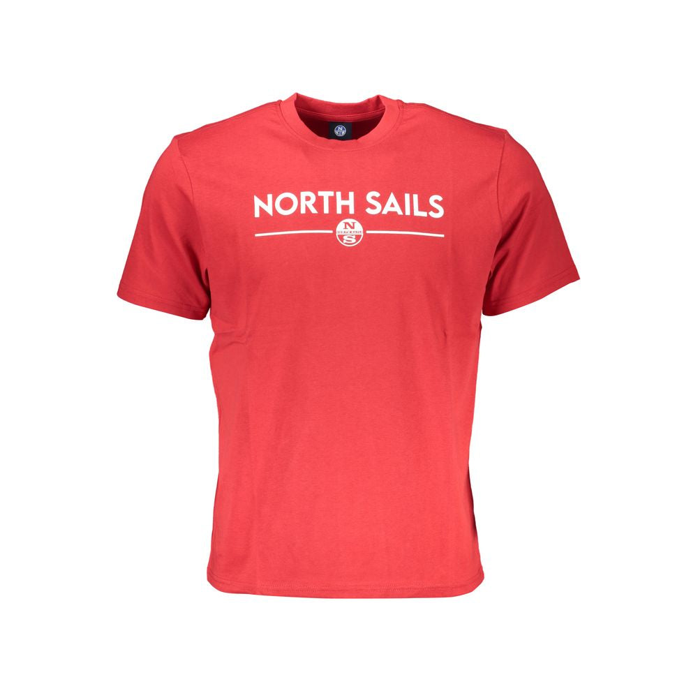 T-Shirt by North Sails for men in cotton red & print features an edgy silhouette, meticulously detailed with a sophisticated short-sleeve and wrap crew neckline for a truly edgy finish.