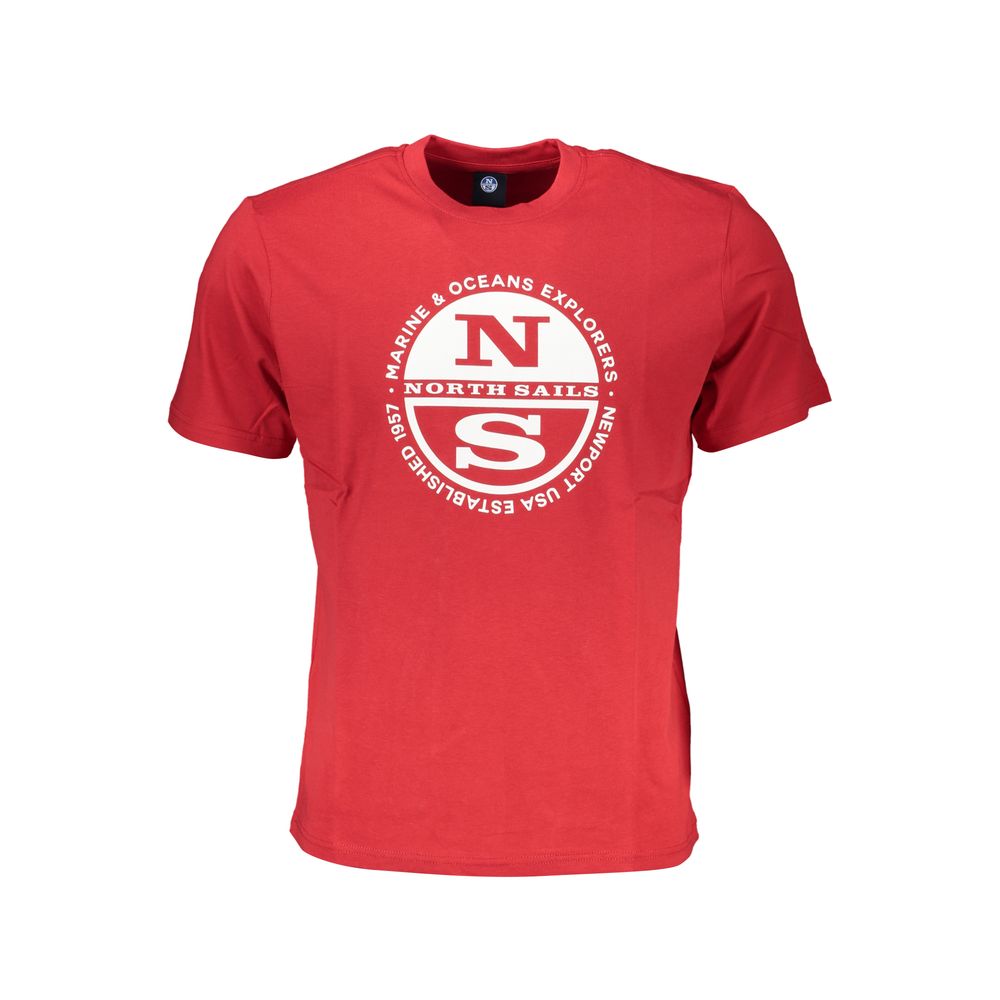 T-Shirt by North Sails for men in cotton red & print showcases a unassuming silhouette, artfully detailed with a refined crew neckline and unassuming for a sophisticated, contemporary look.