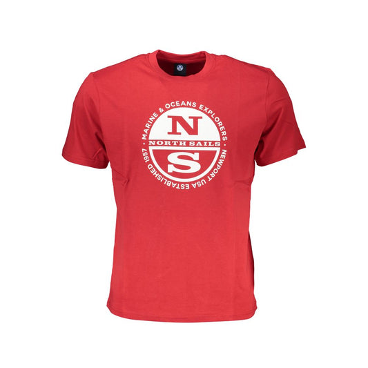 T-Shirt by North Sails for men in cotton red & print showcases a unassuming silhouette, artfully detailed with a refined crew neckline and unassuming for a sophisticated, contemporary look.