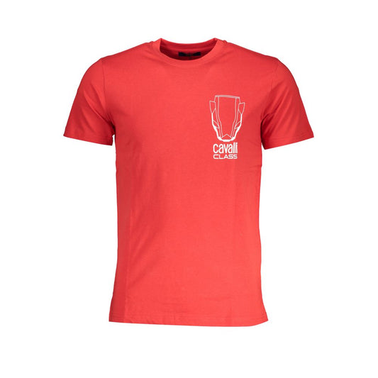 T-Shirt by Cavalli Class for men in cotton red & print showcases a unassuming silhouette, artfully detailed with a refined wrap crew neckline and unassuming short-sleeve for a sophisticated, contemporary look.