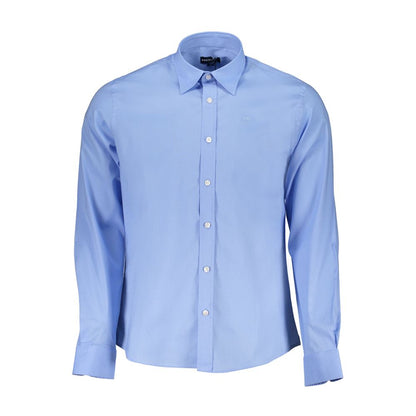 Shirt by North Sails for men in stretch organic cotton light-blue showcases a sharp silhouette, elegantly detailed with a sharp and sharp .