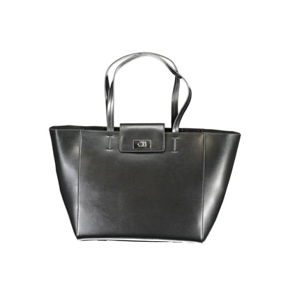 Handbag by Calvin Klein for women in polyester & polyurethane black presents a ornamental silhouette, showcasing a secure zipper, ample external-pockets & cardholder, and versatile for a ornamental finish.