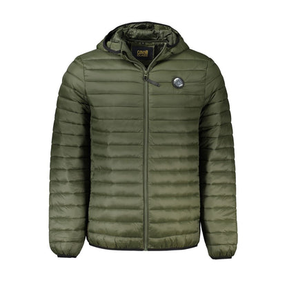 Hooded Overcoat by Cavalli Class for men in polyamide green features an satoral silhouette, showcasing a sophisticated hooded neckline and satoral pockets & hooded for a premium, timeless look.