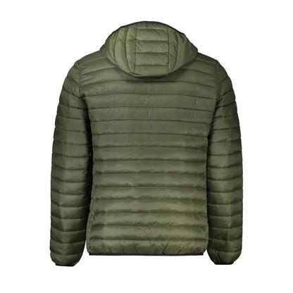 Hooded Overcoat by Cavalli Class for men in polyamide green features a cosy chic silhouette, artfully detailed with a sophisticated and premium pockets & hooded for a cosy chic finish.