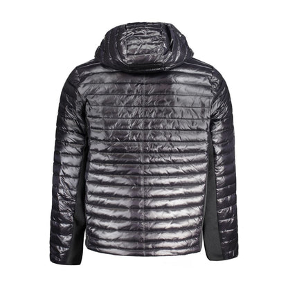 Hooded Windbreaker Jacket by Calvin Klein for men in nylon black showcases a urban chic silhouette, detailed with a urban chic and functional pockets, hooded & windproof for a polished finish.