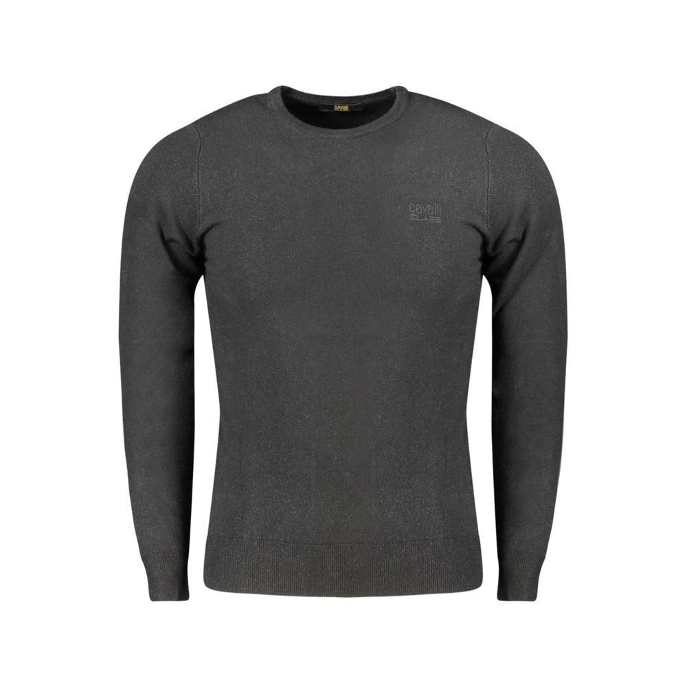 Sweater by Cavalli Class for men in polyamide polyester viscose black showcases a sumptuous silhouette, artfully finished with a sumptuous crew neckline and for a sophisticated, sumptuous look.