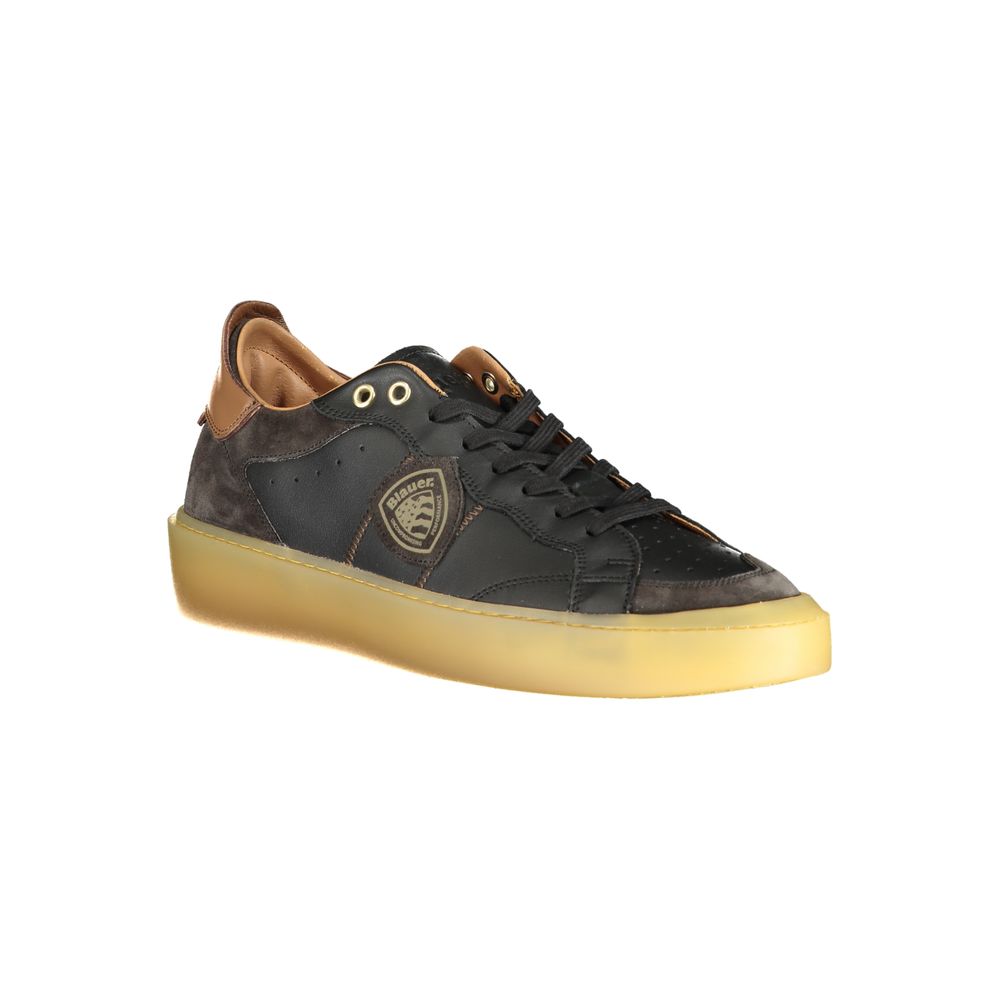 Sneakers by Blauer for men in polyester polyethylene leather black & signature presents a sumptuous silhouette as Men's Fashion Polyester Polyethylene Leather Sneakers, expertly defined by a sumptuous fashion style for a sumptuous, high-fashion look.