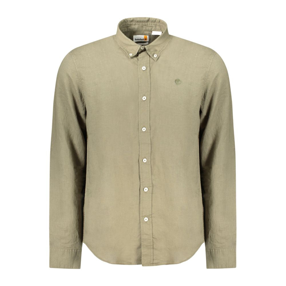 Shirt by Timberland for men in cotton green showcases a sublime silhouette, artfully detailed with a sublime button-down-collar neckline and for a sophisticated, sublime finish.