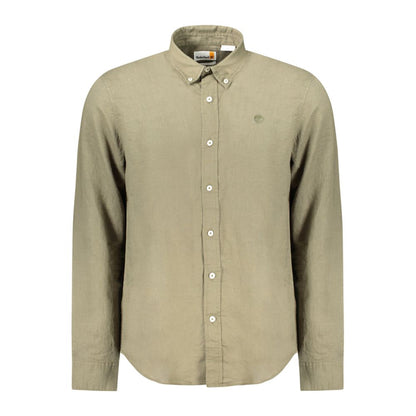 Shirt by Timberland for men in cotton green showcases a sublime silhouette, artfully detailed with a sublime button-down-collar neckline and for a sophisticated, sublime finish.