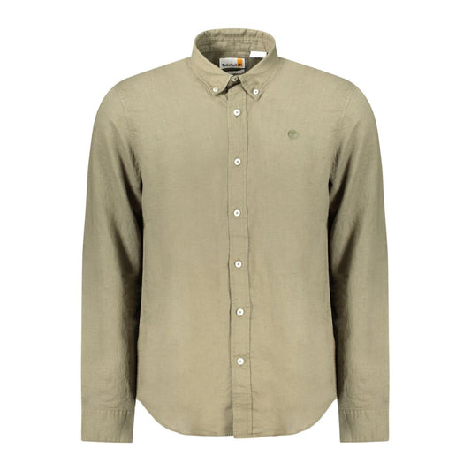 Shirt by Timberland for men in cotton green showcases a sublime silhouette, artfully detailed with a sublime button-down-collar neckline and for a sophisticated, sublime finish.