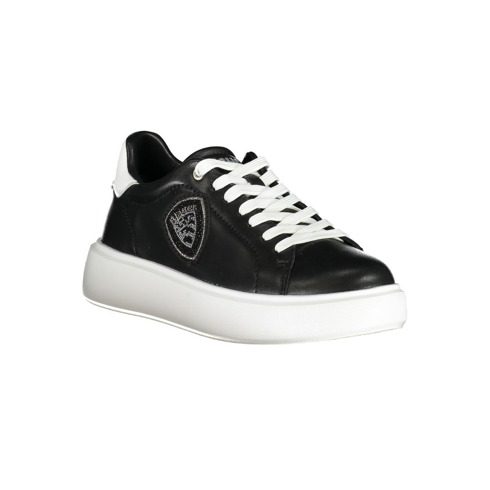 Sneakers by Blauer for women in polyester polyurethane leather & rhinestone black & white features an opulent silhouette from the Women's Low-Top Polyester Polyurethane Leather & Rhinestone Sneakers collection, showcasing a signature low-top style with an opulent finish.