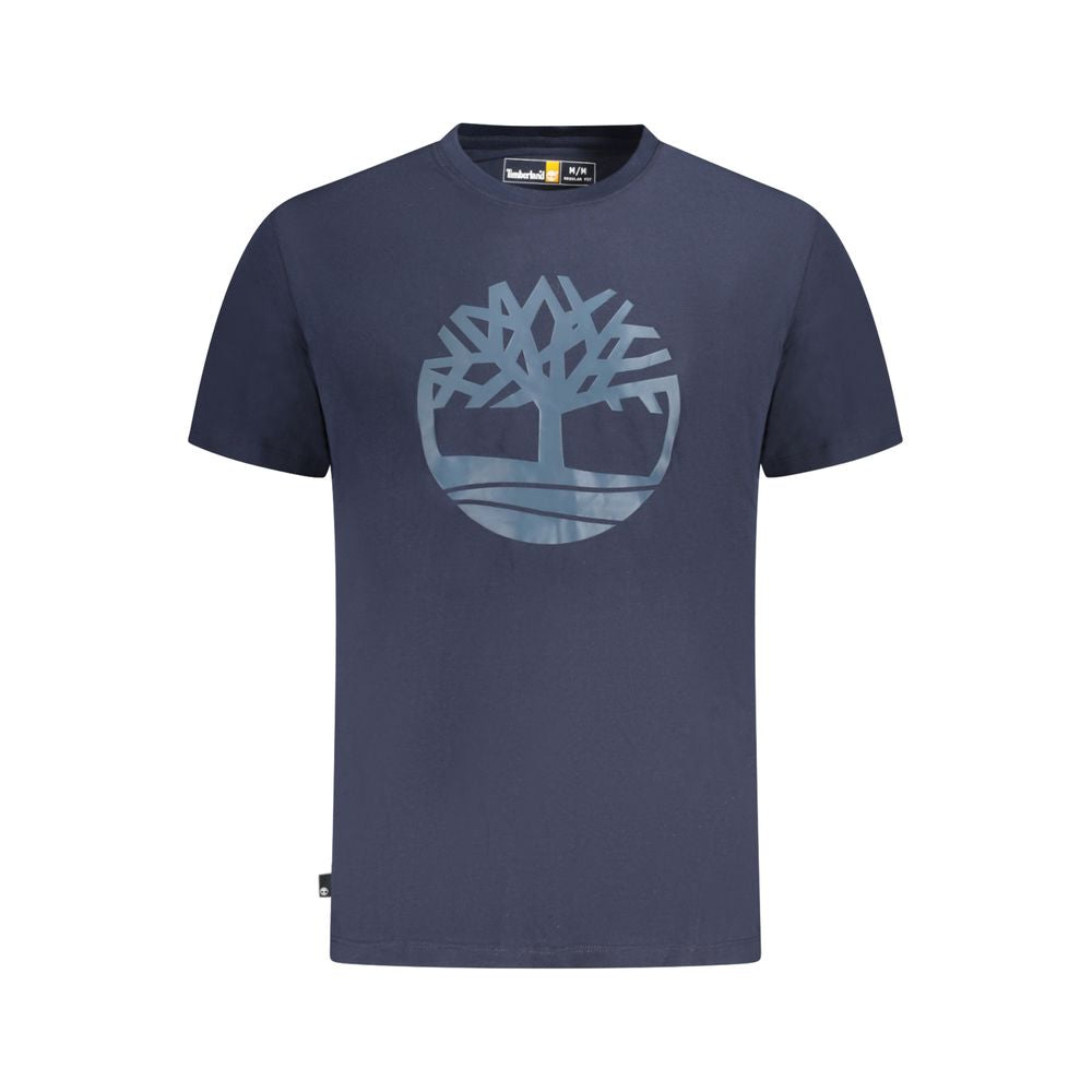 T-Shirt by Timberland for men in cotton blue & print features an edgy silhouette, meticulously detailed with a sophisticated short-sleeve and crew neckline for a truly edgy finish.