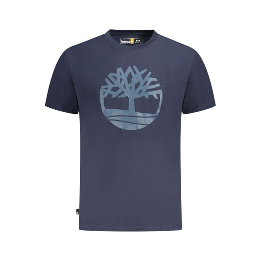 T-Shirt by Timberland for men in cotton blue & print features an edgy silhouette, meticulously detailed with a sophisticated short-sleeve and crew neckline for a truly edgy finish.