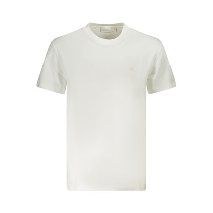 T-Shirt by Calvin Klein for men in cotton canvas white & print showcases a fashionable silhouette, elegantly detailed with a fashionable and crew neckline for a sophisticated, high-fashion look.