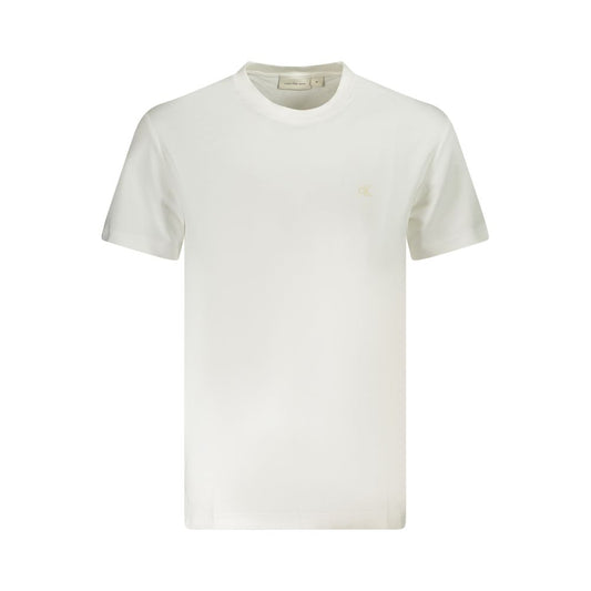 T-Shirt by Calvin Klein for men in cotton canvas white & print showcases a fashionable silhouette, elegantly detailed with a fashionable and crew neckline for a sophisticated, high-fashion look.