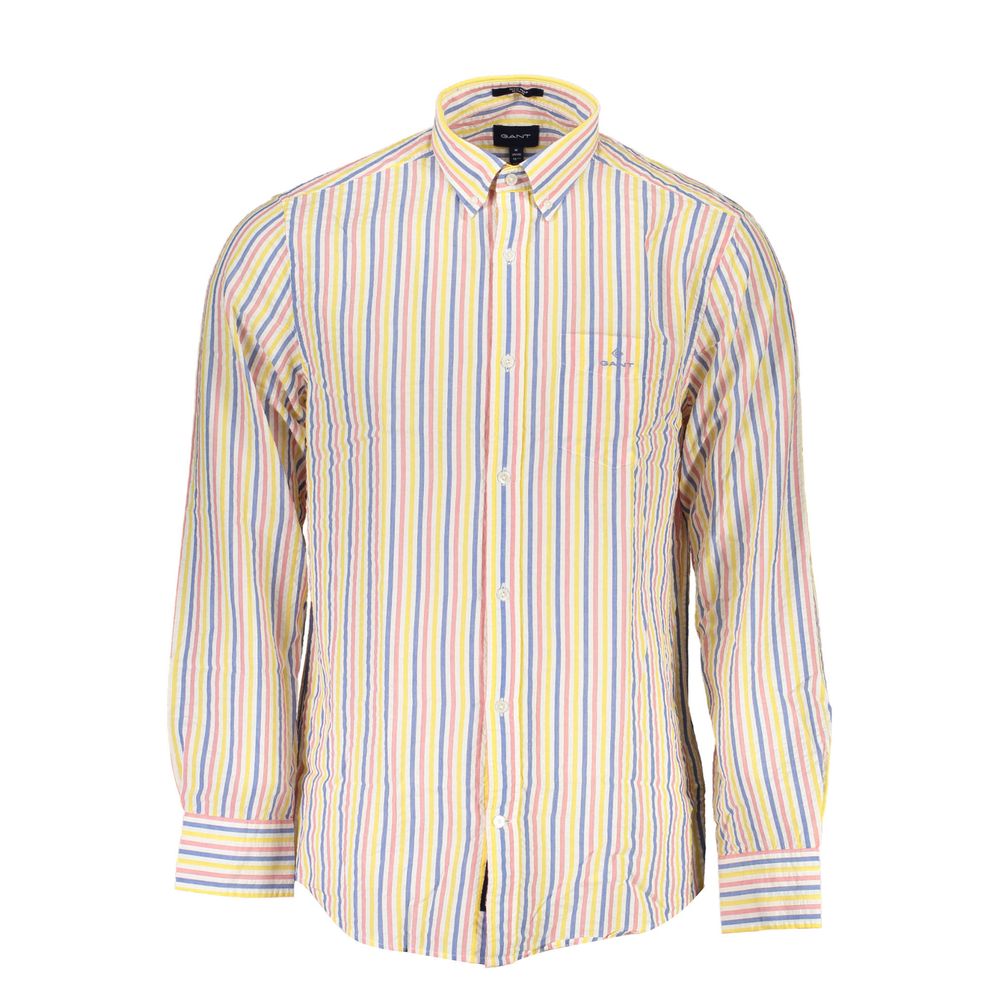 Shirt by Gant for men in organic cotton & polyester white showcases a sharp silhouette, elegantly detailed with a sharp button-down-collar neckline and sharp .