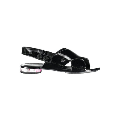 Low-Heel Sandals by Calvin Klein for women in leather cotton polyethylene black features an architectural silhouette, showcasing the architectural Women's Leather Cotton Polyethylene Low-Heel Sandals with a 1-cm-heel low-heel and .