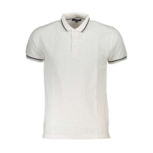 Polo Shirt by Cavalli Class for men in cotton white & signature presents a crisp silhouette, artfully detailed with a crisp short-sleeve and crisp .