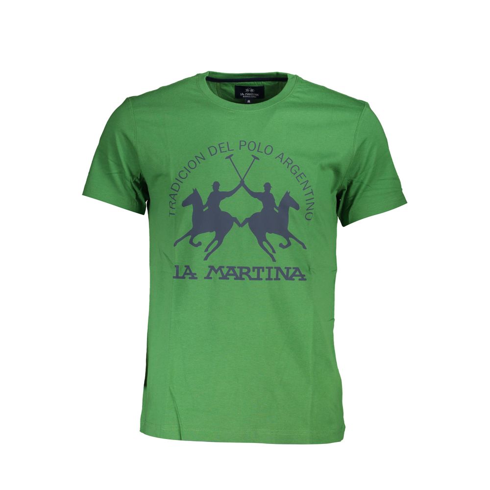 La Martina Men's Regular-Fit Short-Sleeve Crew Neck Cotton T-Shirt - Green Signature Print Print