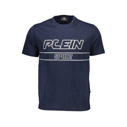 T-Shirt by Plein Sport for men in cotton blue & print features an on trend silhouette, perfectly showcasing a on trend short-sleeve and crew neckline for an elevated aesthetic.