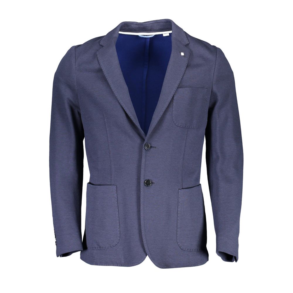Jacket by Gant for men in polyamide modacrylic & cotton blue features an utilitarian silhouette with a refined , showcasing sophisticated pockets for an utilitarian aesthetic.
