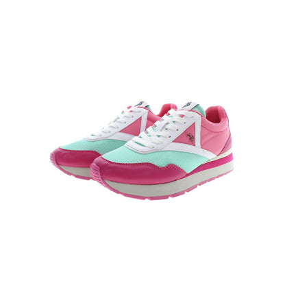Athletic Sneakers by U.S. POLO ASSN. for women in polyester & polyethylene pink features an stately silhouette, showcasing the signature athletic style of the Women's Athletic Polyester & Polyethylene Sneakers collection with a truly stately finish.