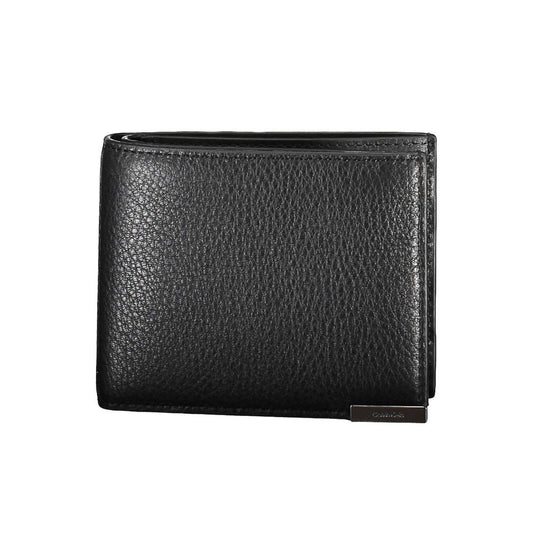 Cardholder Wallet by Calvin Klein for men in leather black presents a architectural silhouette from the Leather Cardholder Wallet collection, showcasing architectural card-organization rfid-protection coin-purse for a architectural finish.