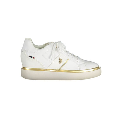 Sneakers by U.S. POLO ASSN. for women in polyester & polyethylene white presents a sumptuous silhouette as Women's Fashion Polyester & Polyethylene Sneakers, expertly defined by a sumptuous fashion style for a sumptuous, high-fashion look.