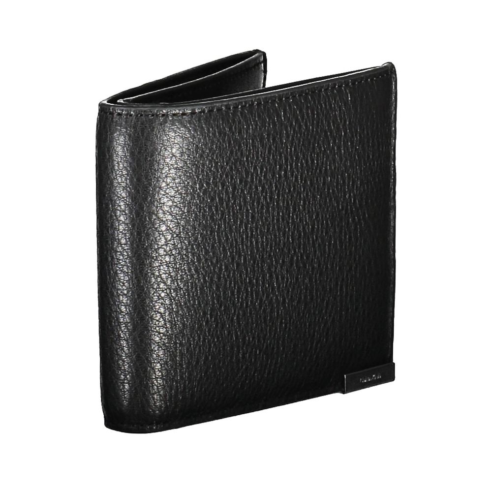 Cardholder Wallet by Calvin Klein for men in leather black showcases a discerning silhouette, artfully capturing the essence of Leather Cardholder Wallet with its functional card-organization rfid-protection coin-purse.