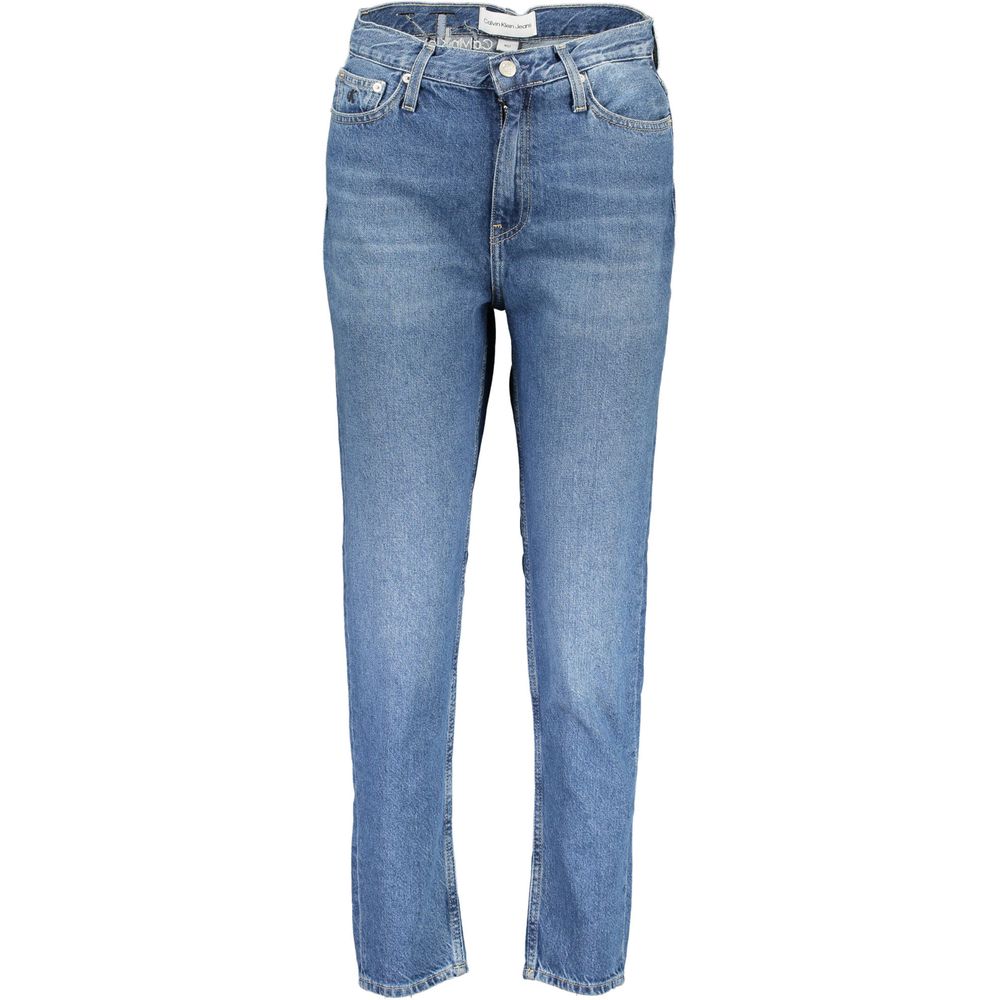 Jeans by Calvin Klein for women in denim cotton blue features an refined tailoring silhouette, showcasing a premium with a high rise and long cut for a refined tailoring look.