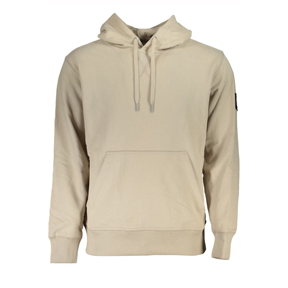 Hooded Sweater by Calvin Klein for men in cotton beige showcases a downtown chic silhouette, artfully finished with a downtown chic hooded neckline and for a sophisticated, high-end look.