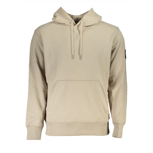 Hooded Sweater by Calvin Klein for men in cotton beige showcases a downtown chic silhouette, artfully finished with a downtown chic hooded neckline and for a sophisticated, high-end look.