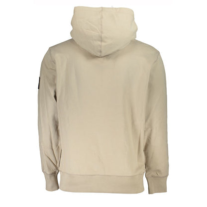 Hooded Sweater by Calvin Klein for men in cotton beige showcases a discreet silhouette, finished with a discreet and for a discreet look.