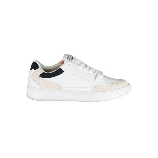 Sneakers by Tommy Hilfiger for men in polyester polyethylene leather white presents a sumptuous silhouette from the Men's Casual Polyester Polyethylene Leather Sneakers collection, showcasing a sumptuous casual style for an elevated aesthetic.