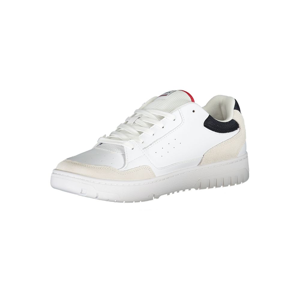 Sneakers by Tommy Hilfiger for men in polyester polyethylene leather white features a sumptuous design, perfectly showcasing the sumptuous casual style of this Men's Casual Polyester Polyethylene Leather Sneakers.