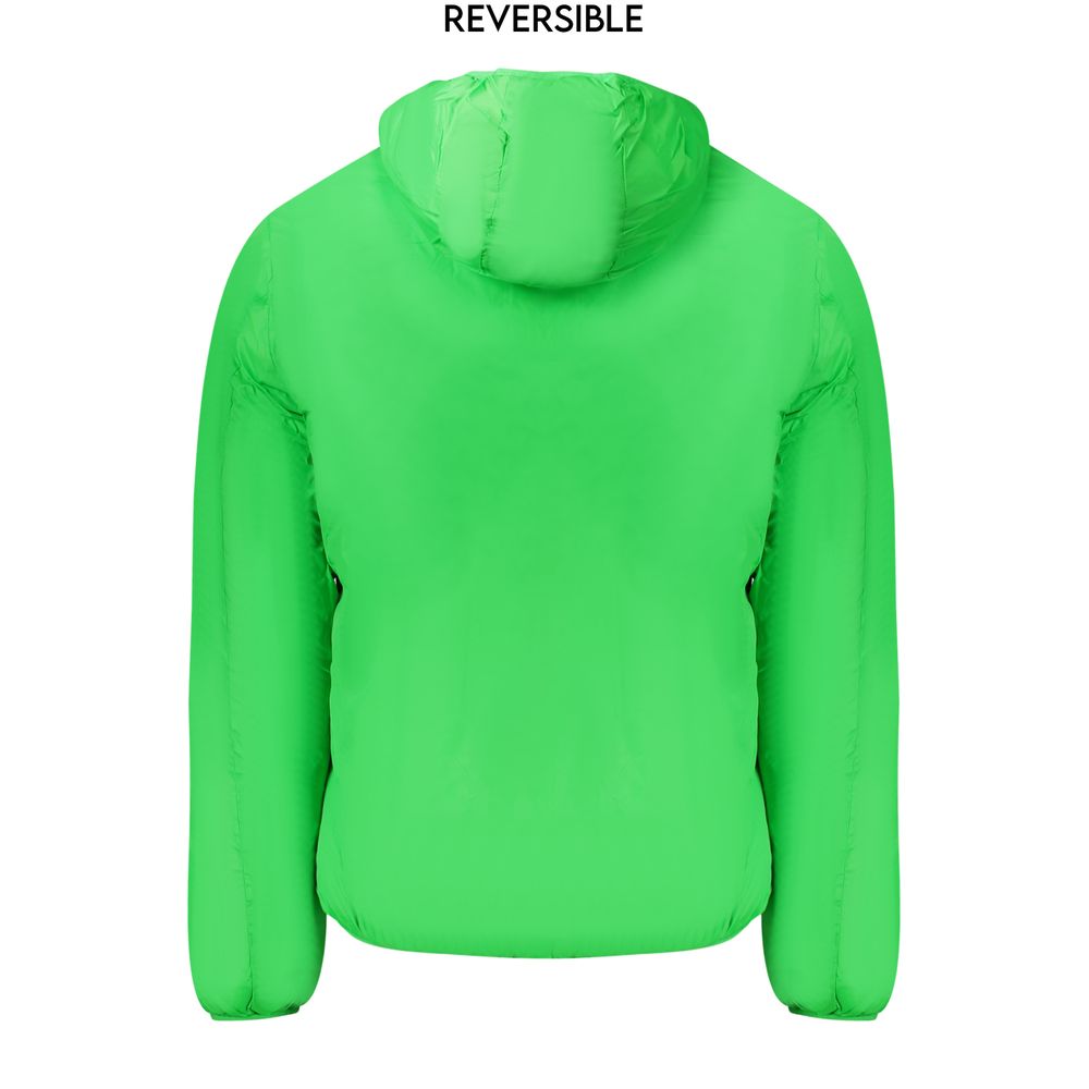 This Hooded Jacket by Norway 1963 for men in polyamide blue & green showcases a magnificent silhouette, meticulously crafted with a distinctive hooded neckline and functional pockets & hooded for a magnificent finish.