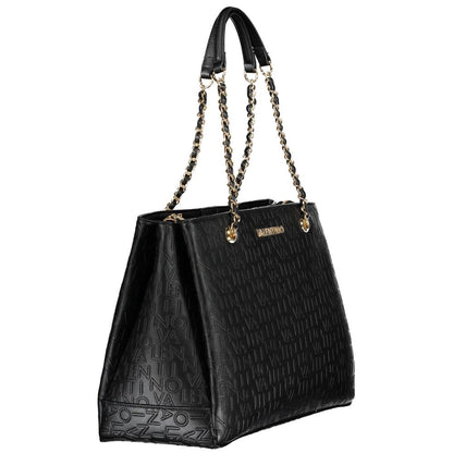 Shoulder Handbag by Mario Valentino for women in polyethylene black & signature features a ornamental silhouette, showcasing a secure snap, zipper & button, ample built-in-compartments & internal-pockets, and ornamental shoulder-strap & handle for a sophisticated look.