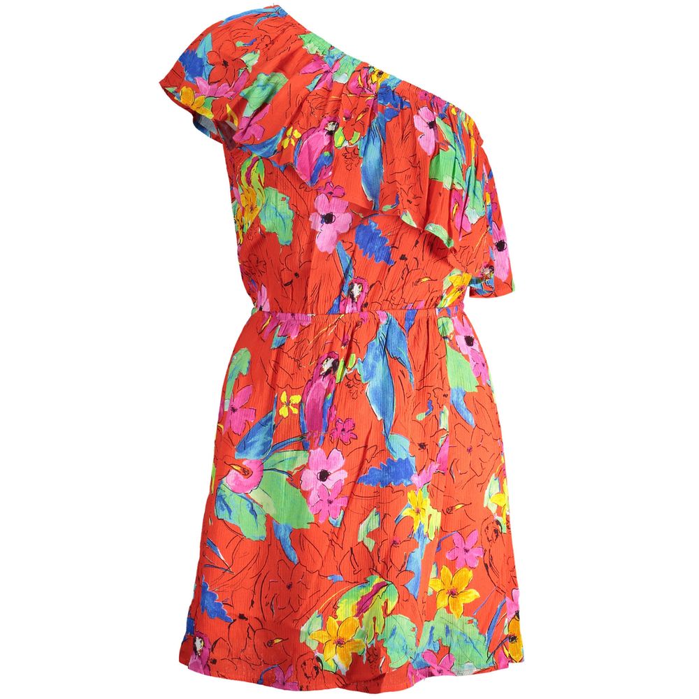 Dress by Desigual for women in viscose modacrylic red & patterned features an cute silhouette, detailed with a sleeveless and that elegantly flows into a cute short.