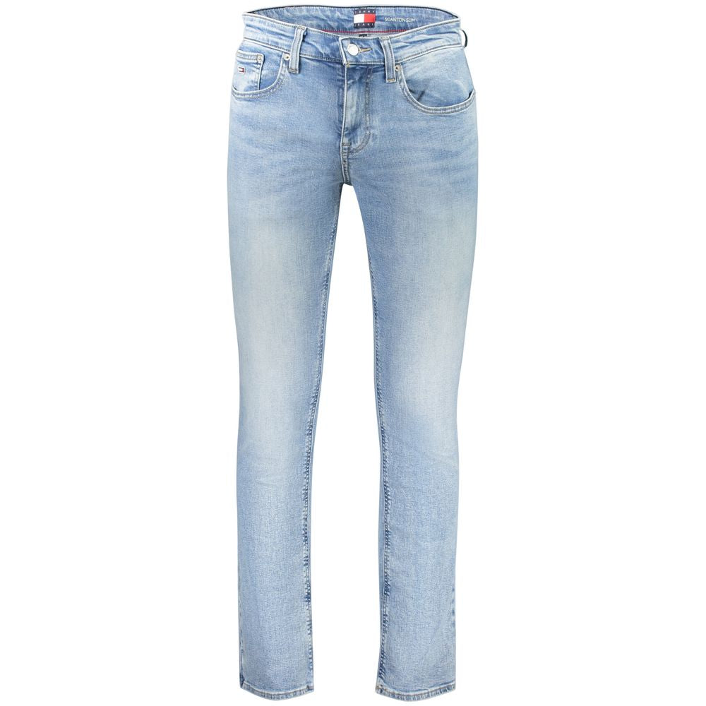 Jeans by Tommy Hilfiger for men in stretch denim cotton blue features an sartorial slim and long with a cut for a sartorial finish.