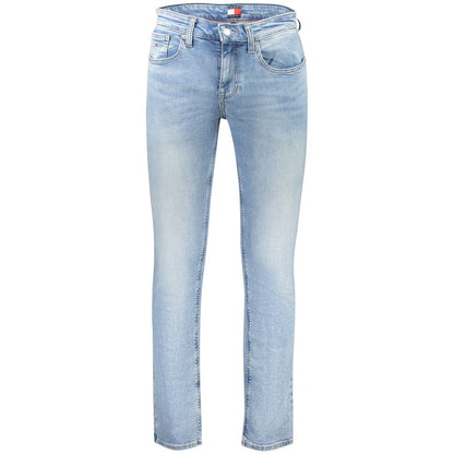 Jeans by Tommy Hilfiger for men in stretch denim cotton blue features an sartorial slim and long with a cut for a sartorial finish.