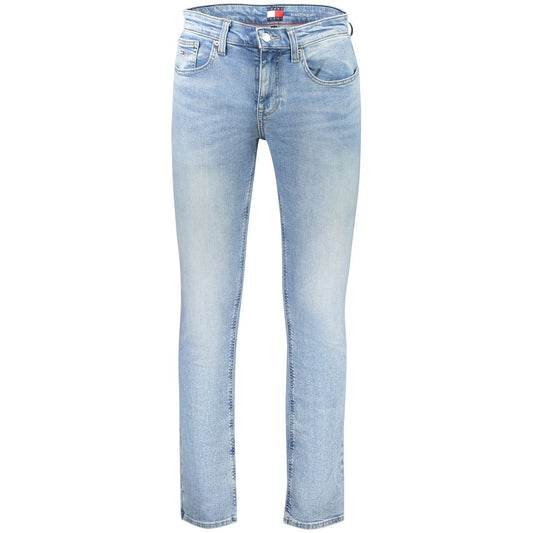 Jeans by Tommy Hilfiger for men in stretch denim cotton blue features an sartorial slim and long with a cut for a sartorial finish.