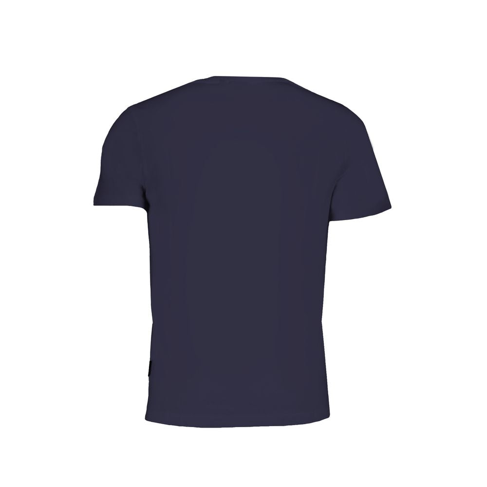 T-Shirt by Napapijri for men in organic cotton blue & print showcases a fashionable silhouette, elegantly detailed with a fashionable and crew neckline for a sophisticated, high-fashion look.