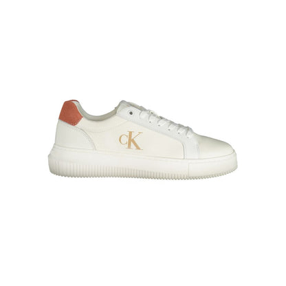 Sneakers by Calvin Klein for women in polyester polyethylene leather pink & white features an opulent silhouette from the Crisp Women's Fashion Polyester Polyethylene Leather Sneakers collection, showcasing a signature fashion style with an opulent finish.