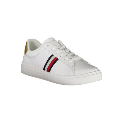 Sneakers by Tommy Hilfiger for women in polyester polyethylene leather gold & white features an opulent silhouette from the Women's Athletic Polyester Polyethylene Leather Sneakers collection, showcasing a signature athletic style with an opulent finish.