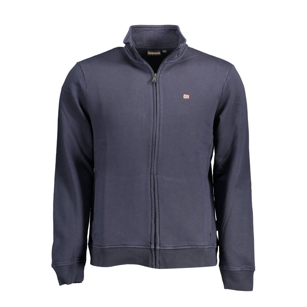 Sweatshirt by Napapijri for men in cotton polyester blue showcases a slouchy chic silhouette, artfully detailed with a slouchy chic and long-sleeve for a slouchy chic finish.