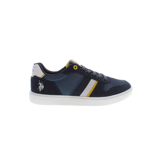 Athletic Sneakers by U.S. POLO ASSN. for men in polyester & polyethylene blue features an architectural silhouette from the Men's Athletic Polyester & Polyethylene Sneakers collection, showcasing a architectural athletic style for a architectural look.