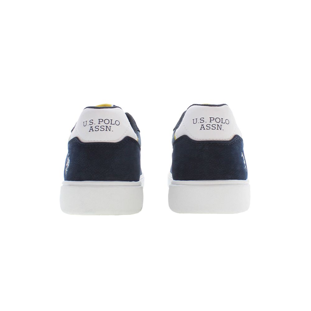 Athletic Sneakers by U.S. POLO ASSN. for men in polyester & polyethylene blue features an architectural silhouette, showcasing the premium athletic style of the Men's Athletic Polyester & Polyethylene Sneakers with an architectural finish.